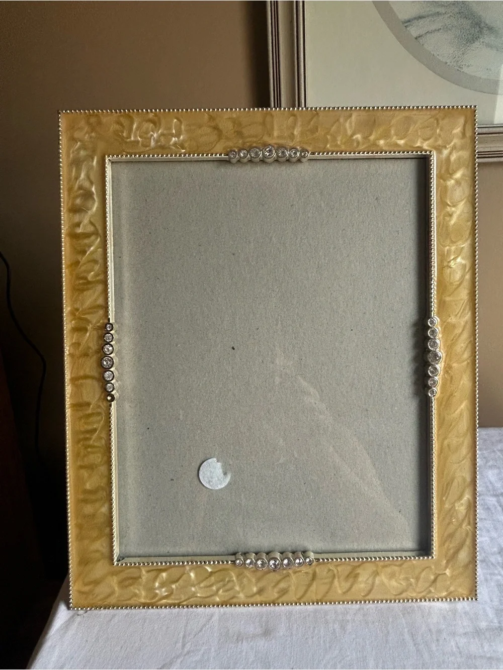 Elegant Yellow Decorative Picture Frame with Rhinestone Accents